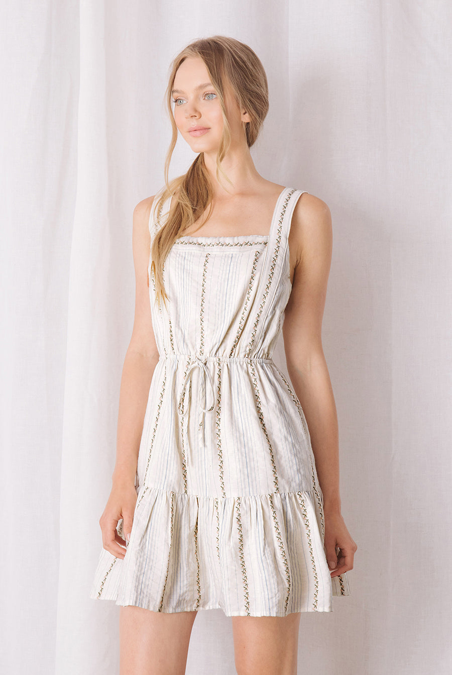 Pia Beige Boho Chic Mini Dress Small Side