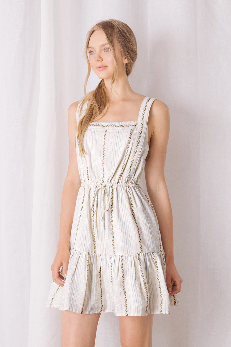 Pia Beige Boho Chic Mini Dress Small Side