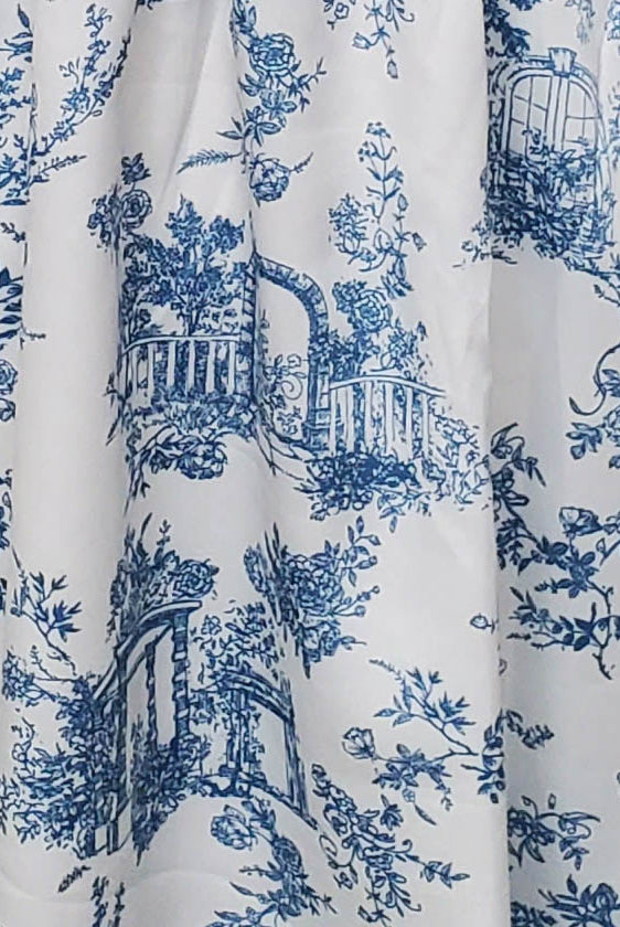White and blue garden fabric
