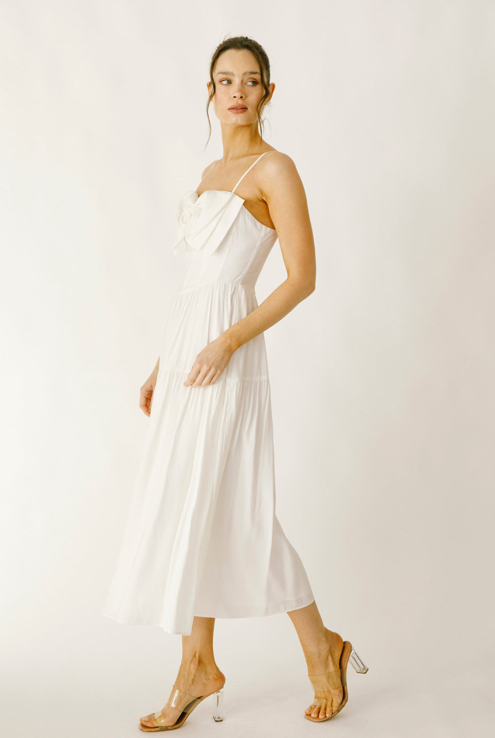 Dorothy Ivory Bow Midi Dress Side