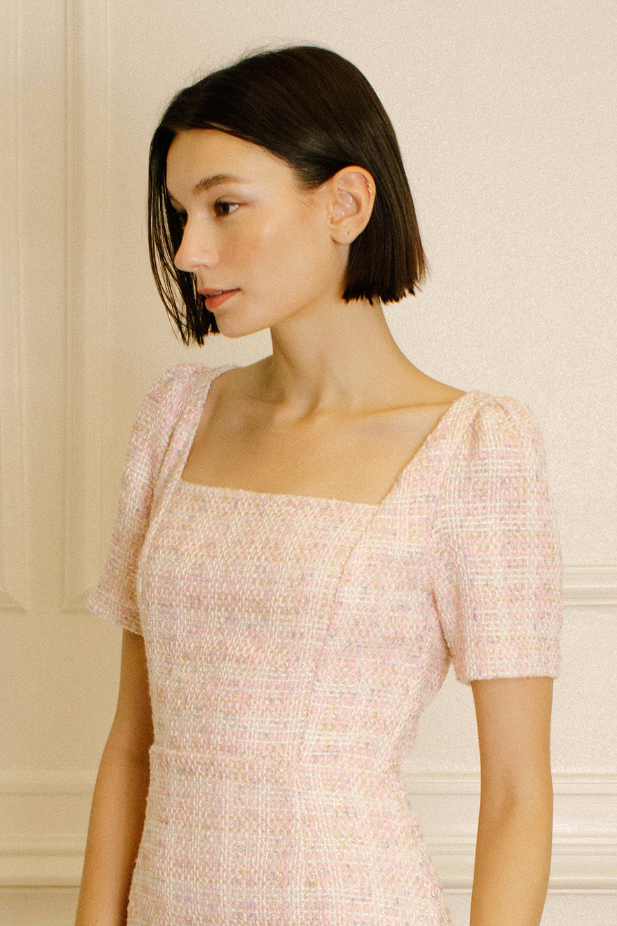 Juliette Plaid Tweed Bodycon Mini Dress Details