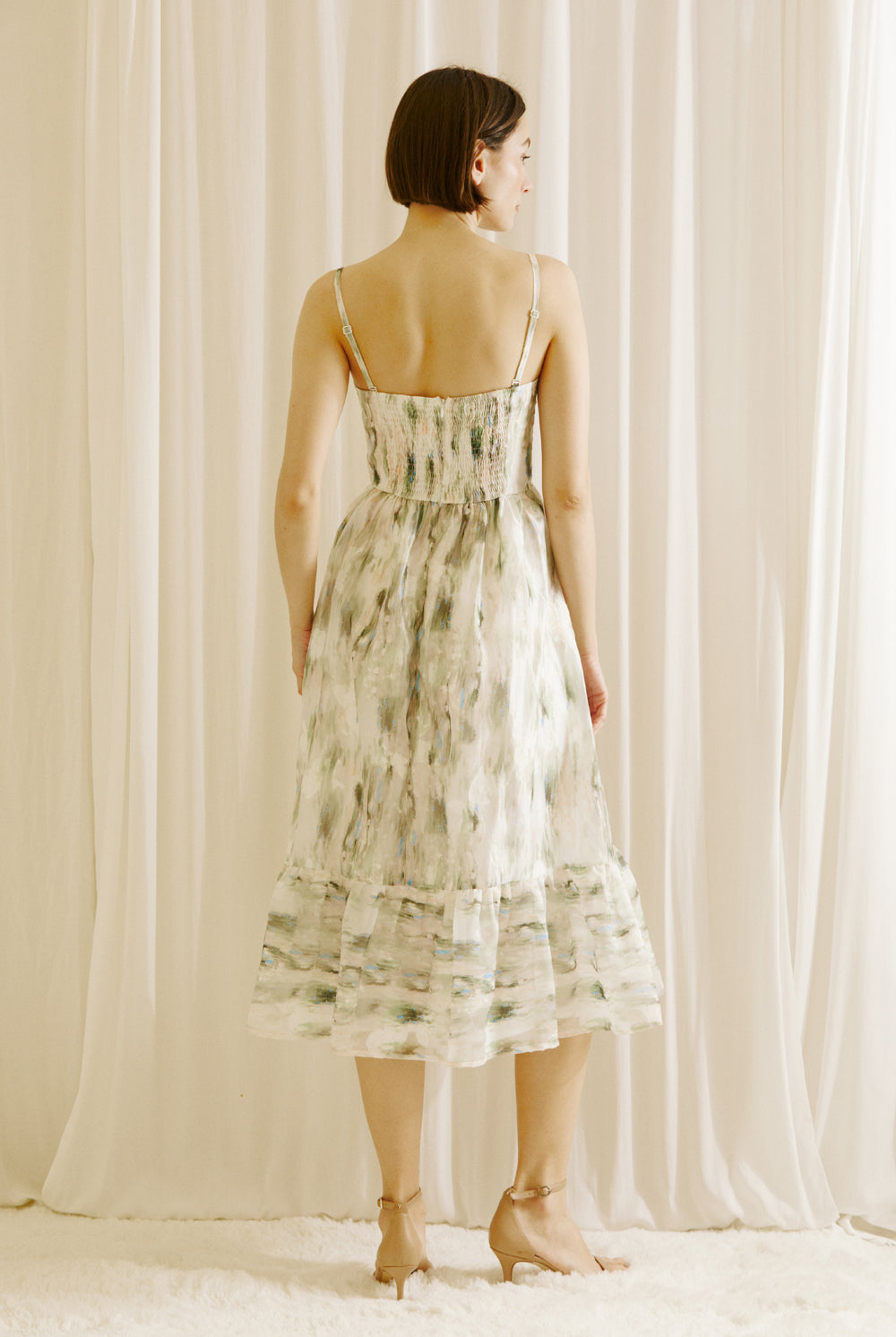 Anna Green and Blue Tie Dye Midi Dress Back