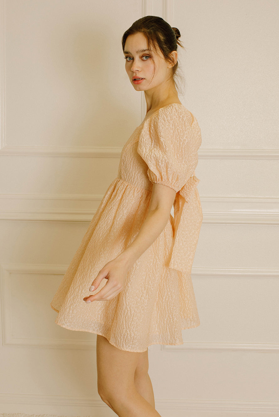 Gwen Peach Babydoll Mini Dress Side