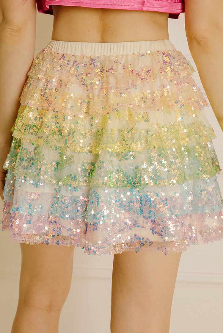 Vera Rainbow Pastel Skirt Back