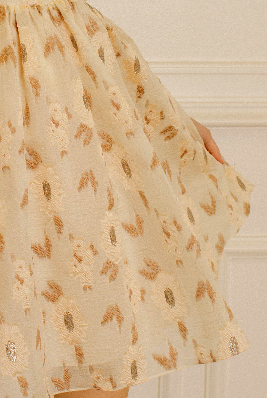 Lana Beige Golden Baby Doll Dress Details
