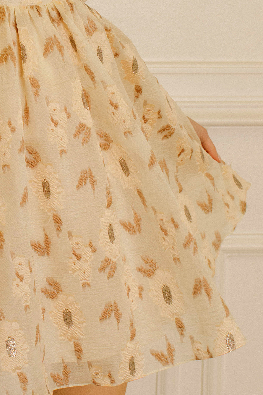 Lana Beige Golden Baby Doll Dress Details
