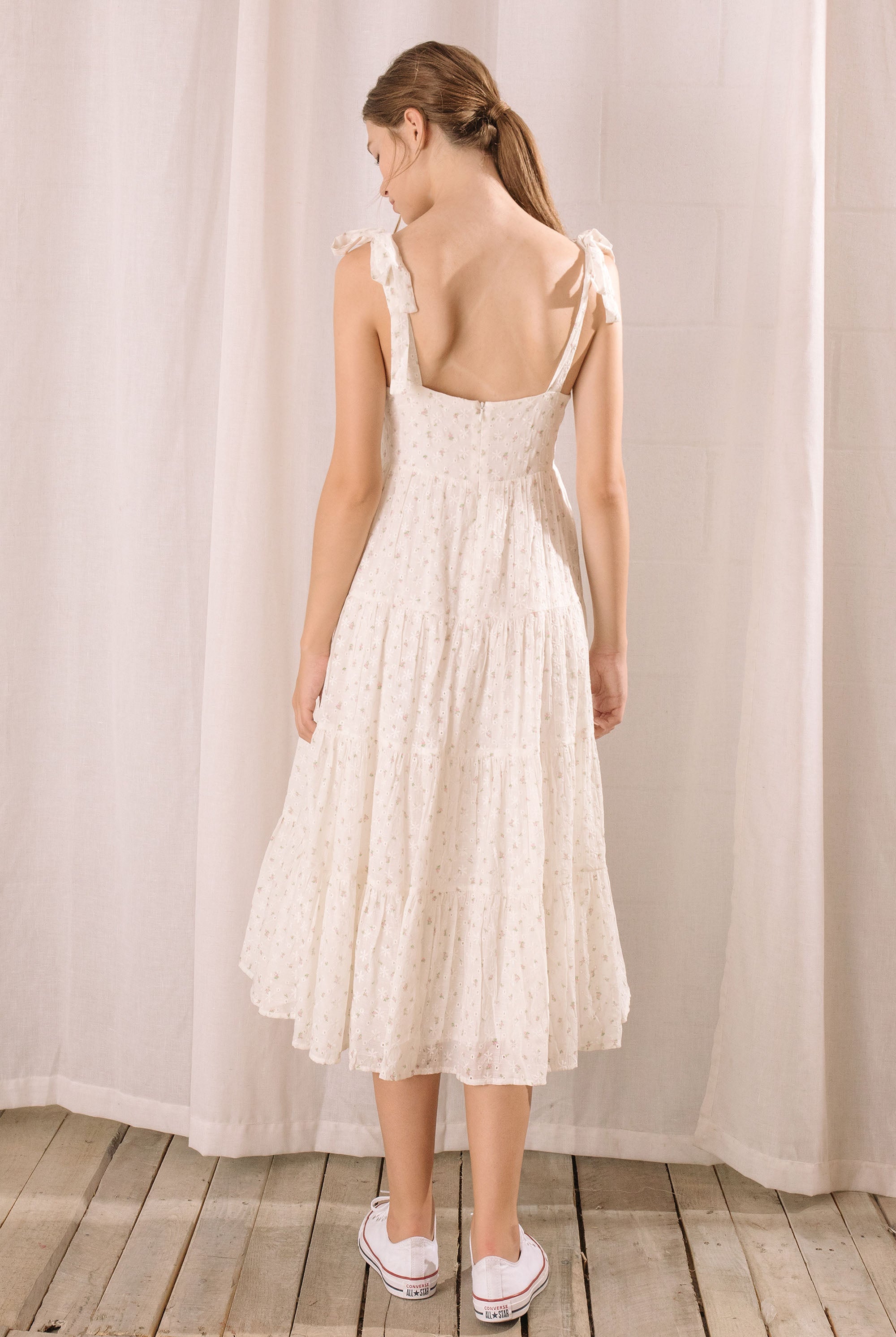 Demi Floral Eyelet Midi Dress Back