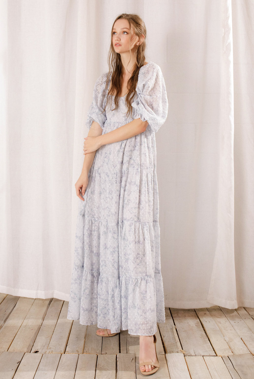 Marlah Lilac Flower Print Swiss Dot Dress Alternative