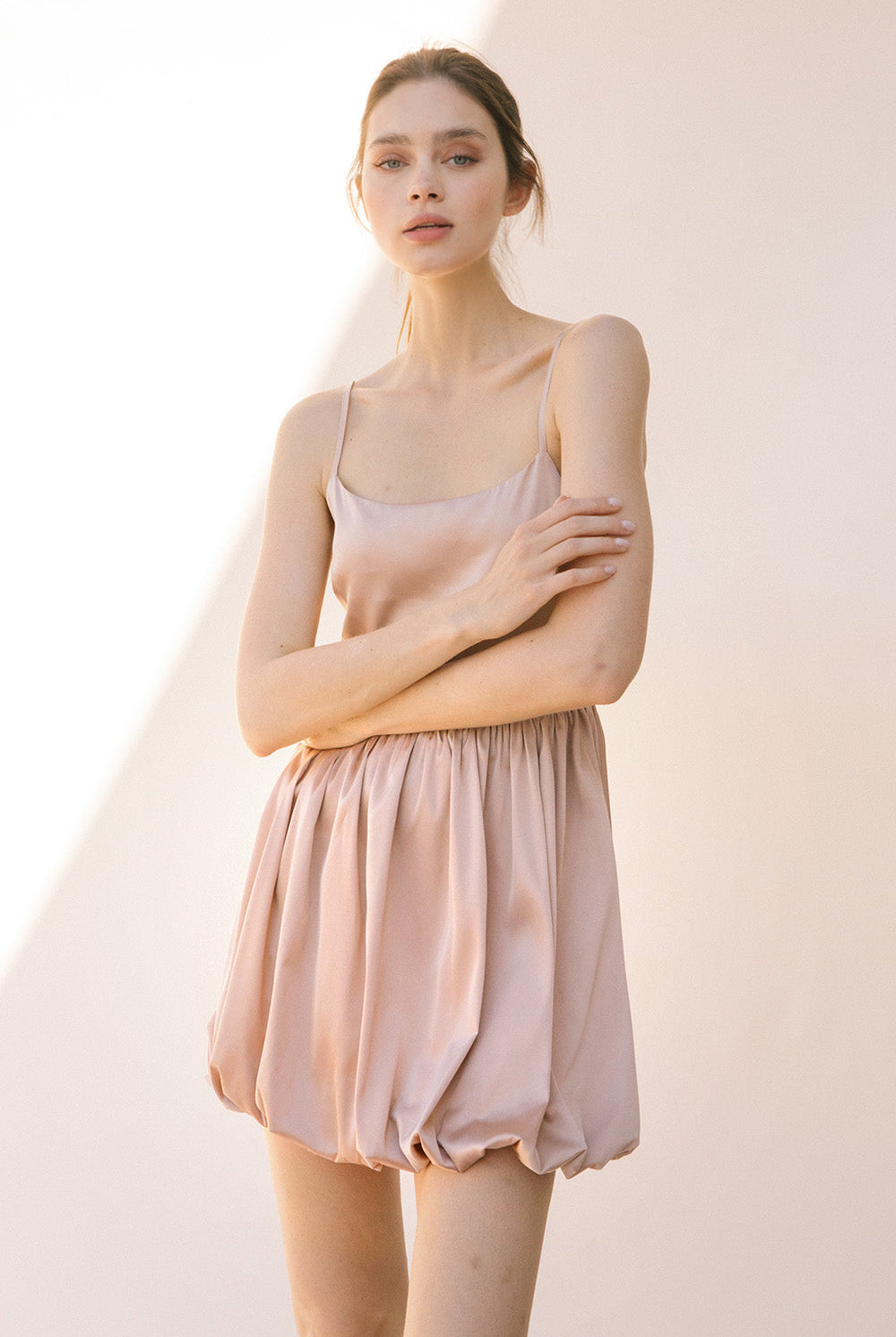 Alexa Satin Mini Dress Alternative in Champagne