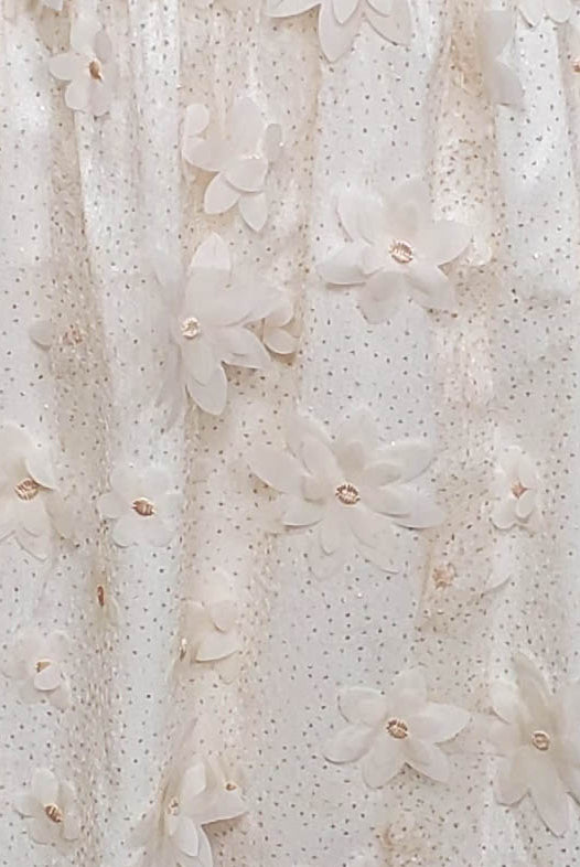 Mindy Ivory 3D Floral-Embroidered Midi Dress Color