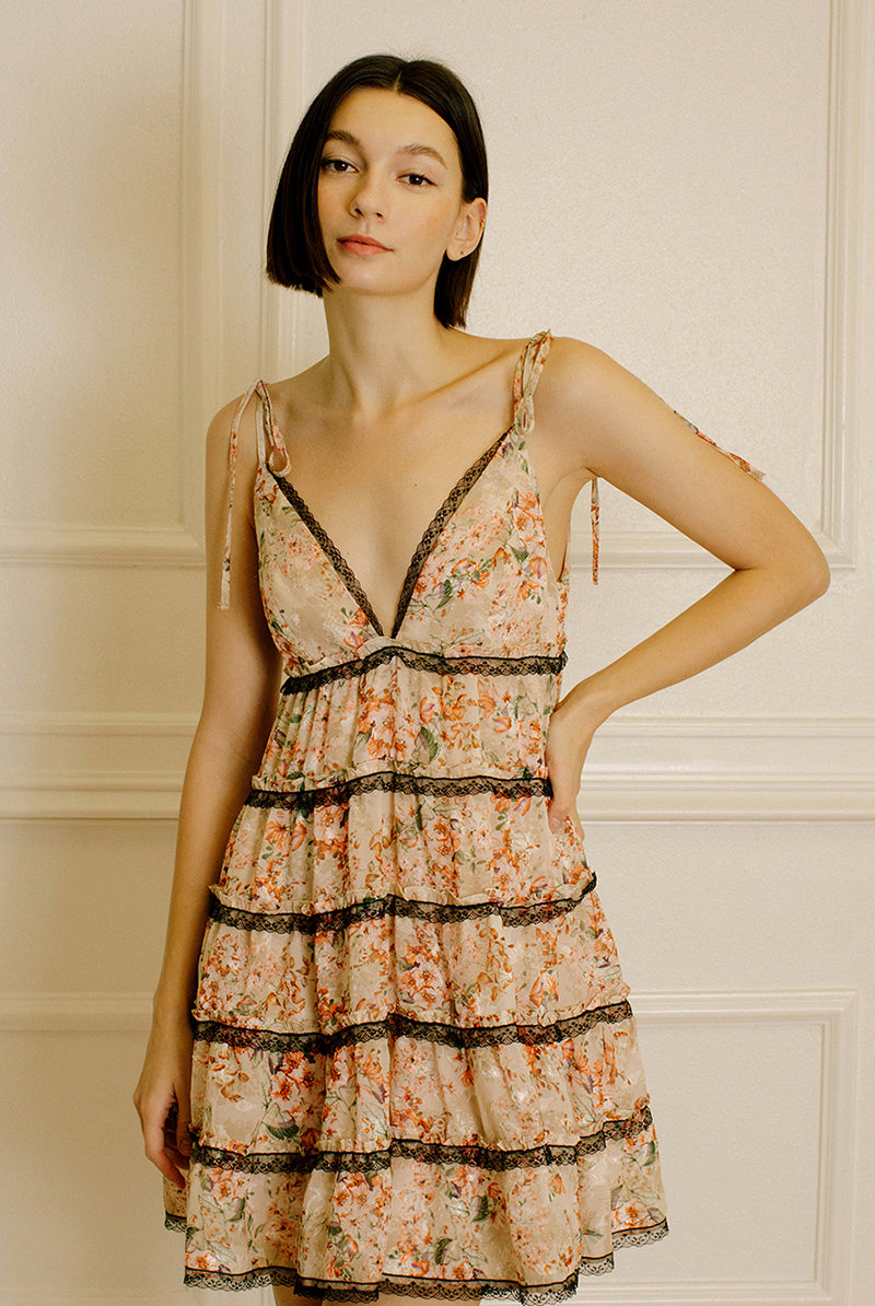 Davina Lace Trim Mini Dress Front