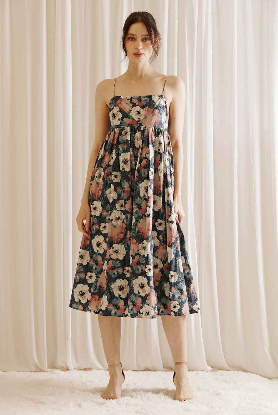 Juniper Large Floral Print Midi Dress Front