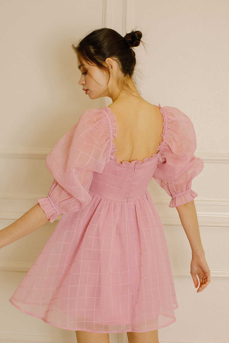 Raelynn Pink Baby Doll Mini Dress Back