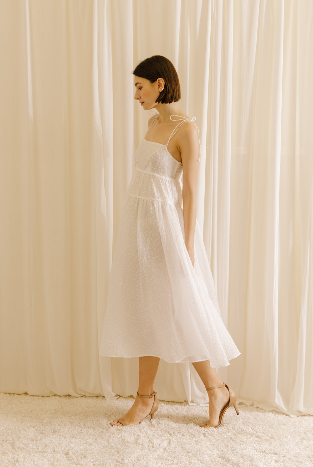 Mackenzie White Swiss Dot Dress Side