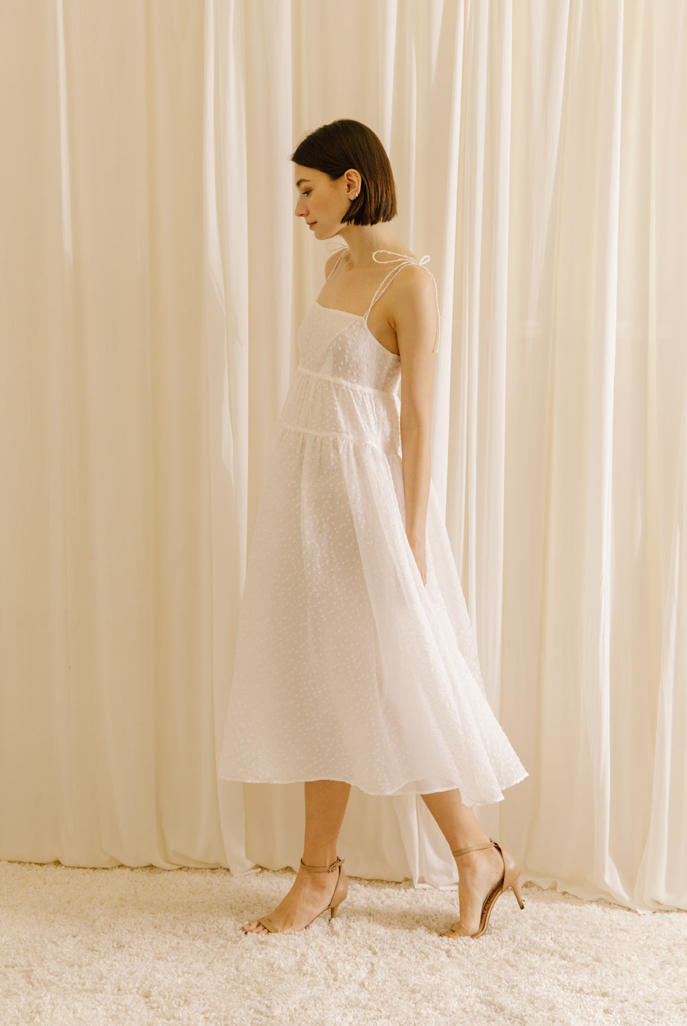 Mackenzie White Swiss Dot Dress Side