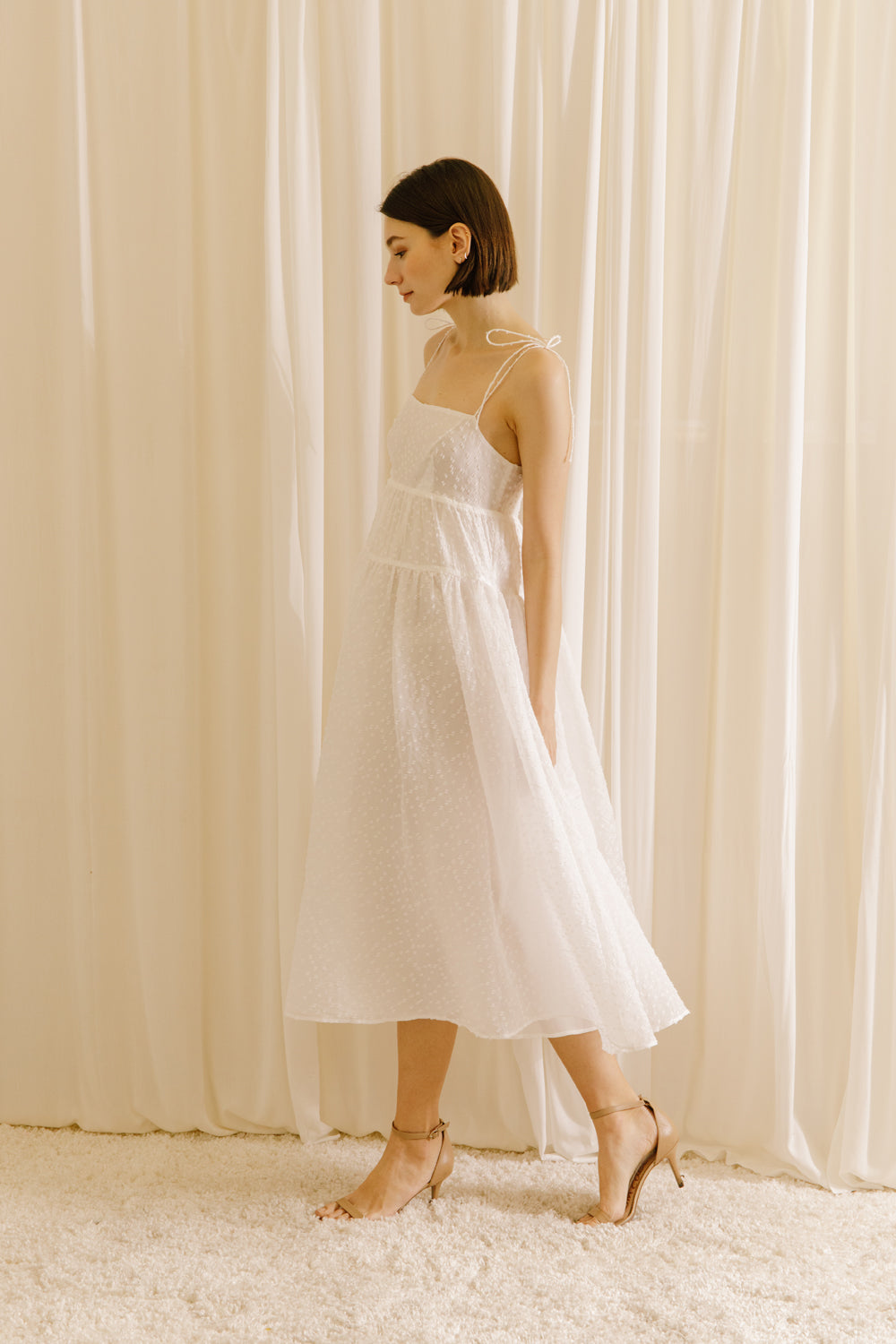 Mackenzie White Swiss Dot Dress Side