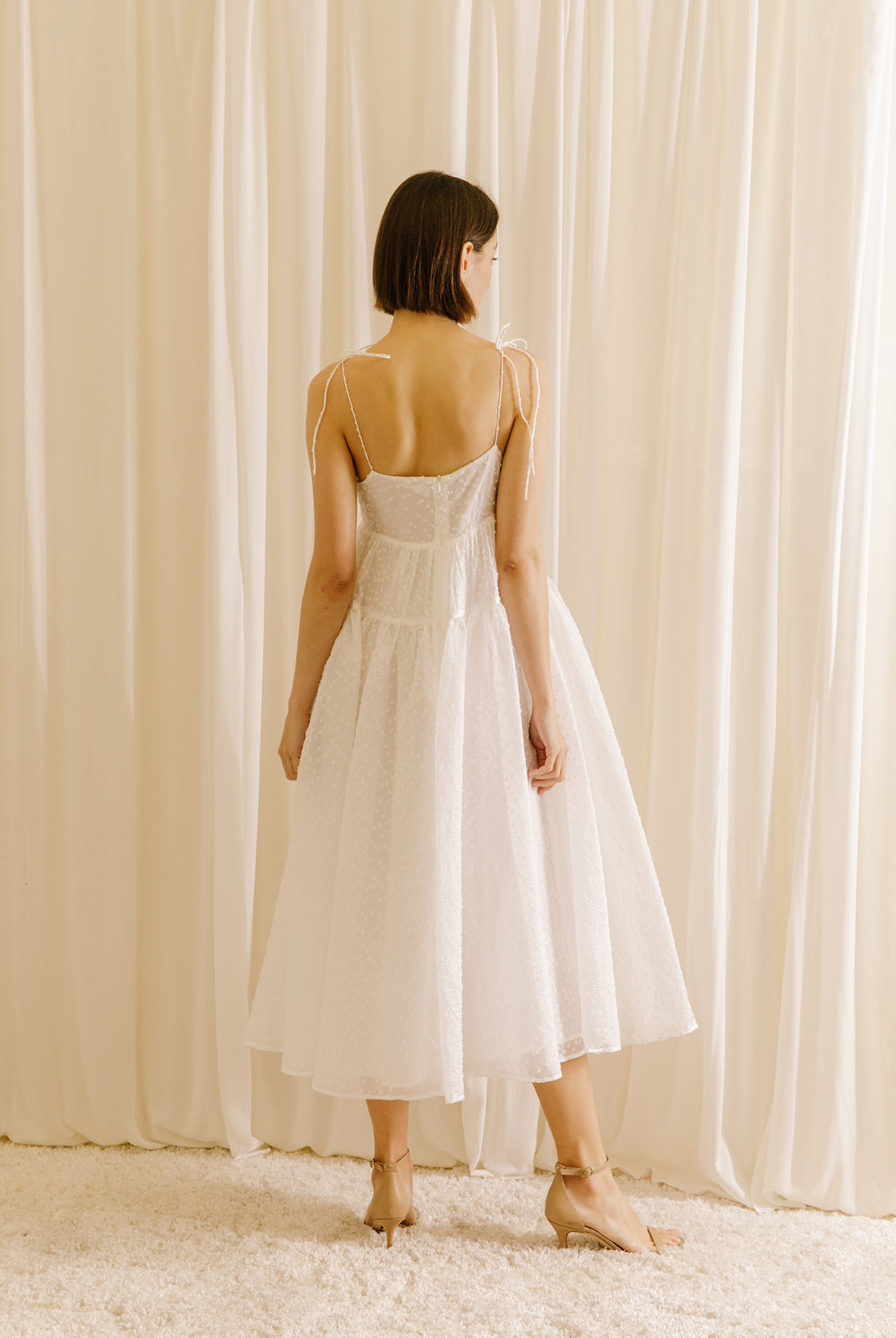 Mackenzie White Swiss Dot Dress Back