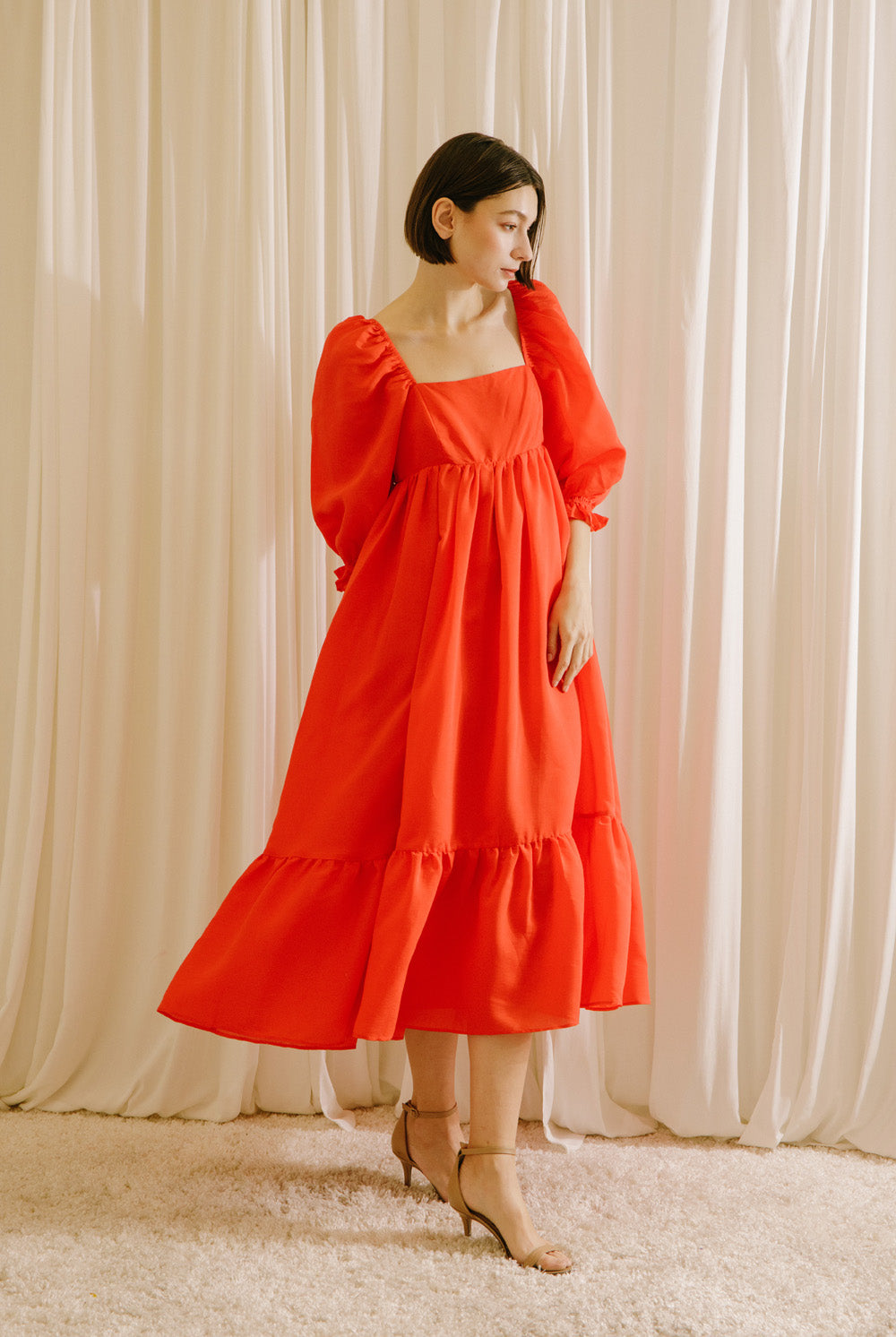 Iza Red Midi Dress Side