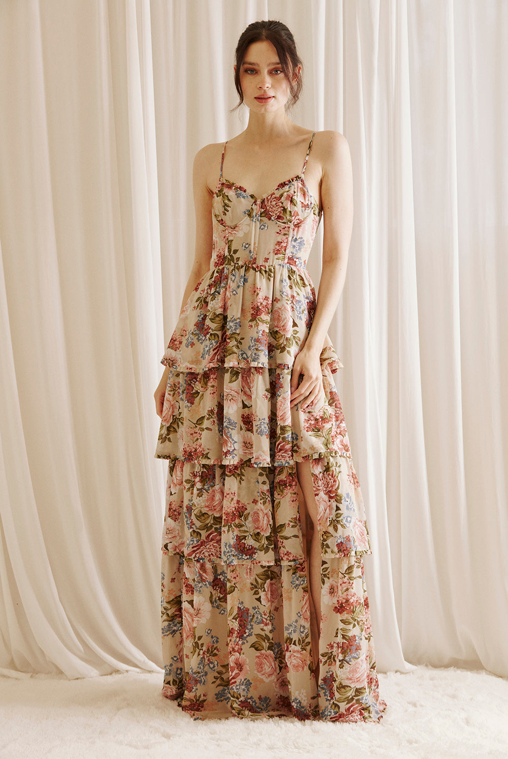 Cooper Romantic Rose Print Maxi Dress Front