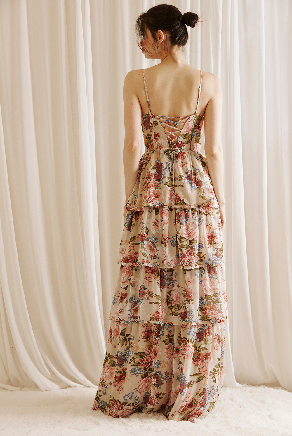 Cooper Romantic Rose Print Maxi Dress Back