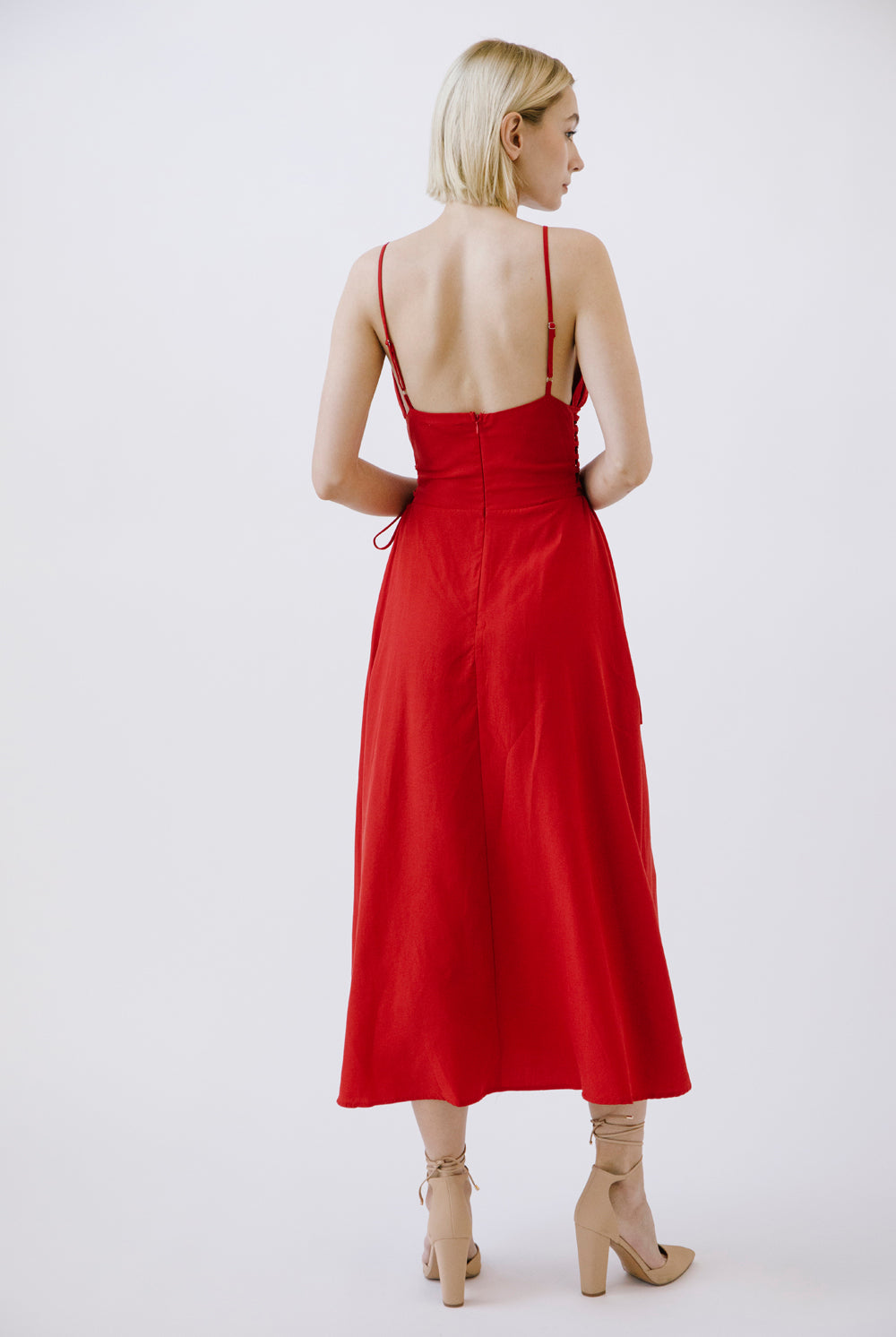 Beautie Lace-Up Midi Dress Back