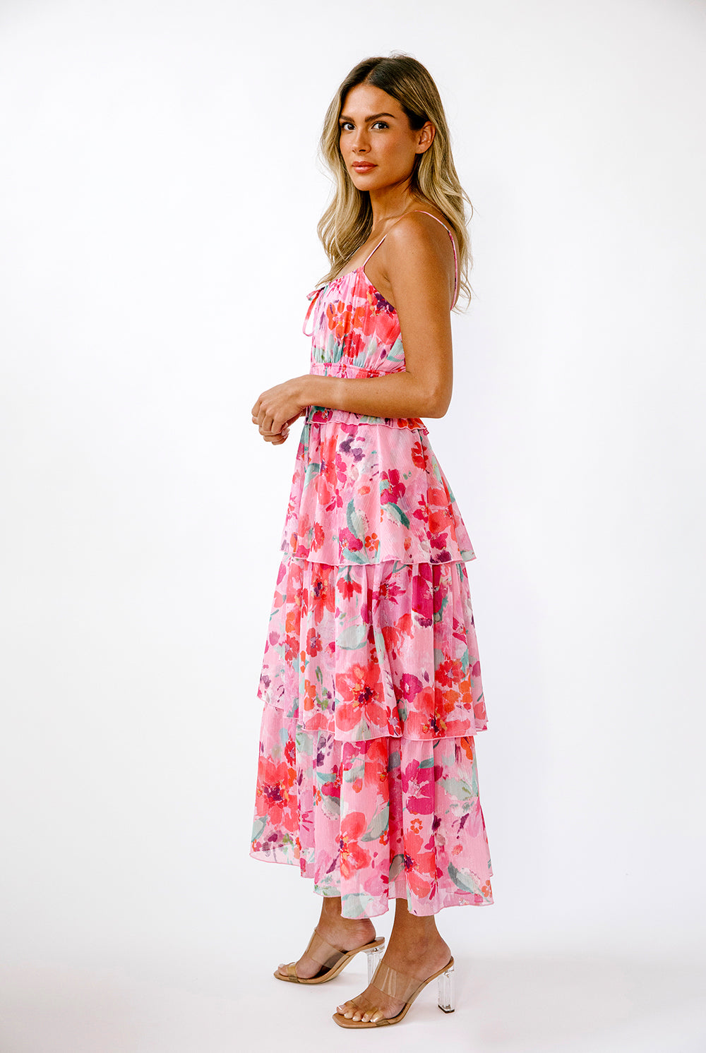 Rylie Vibrant Floral Midi Dress Side