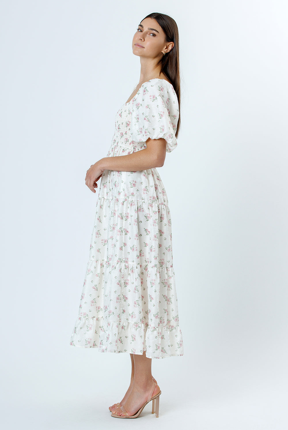 Carly Jacquard Texture Midi Dress Side