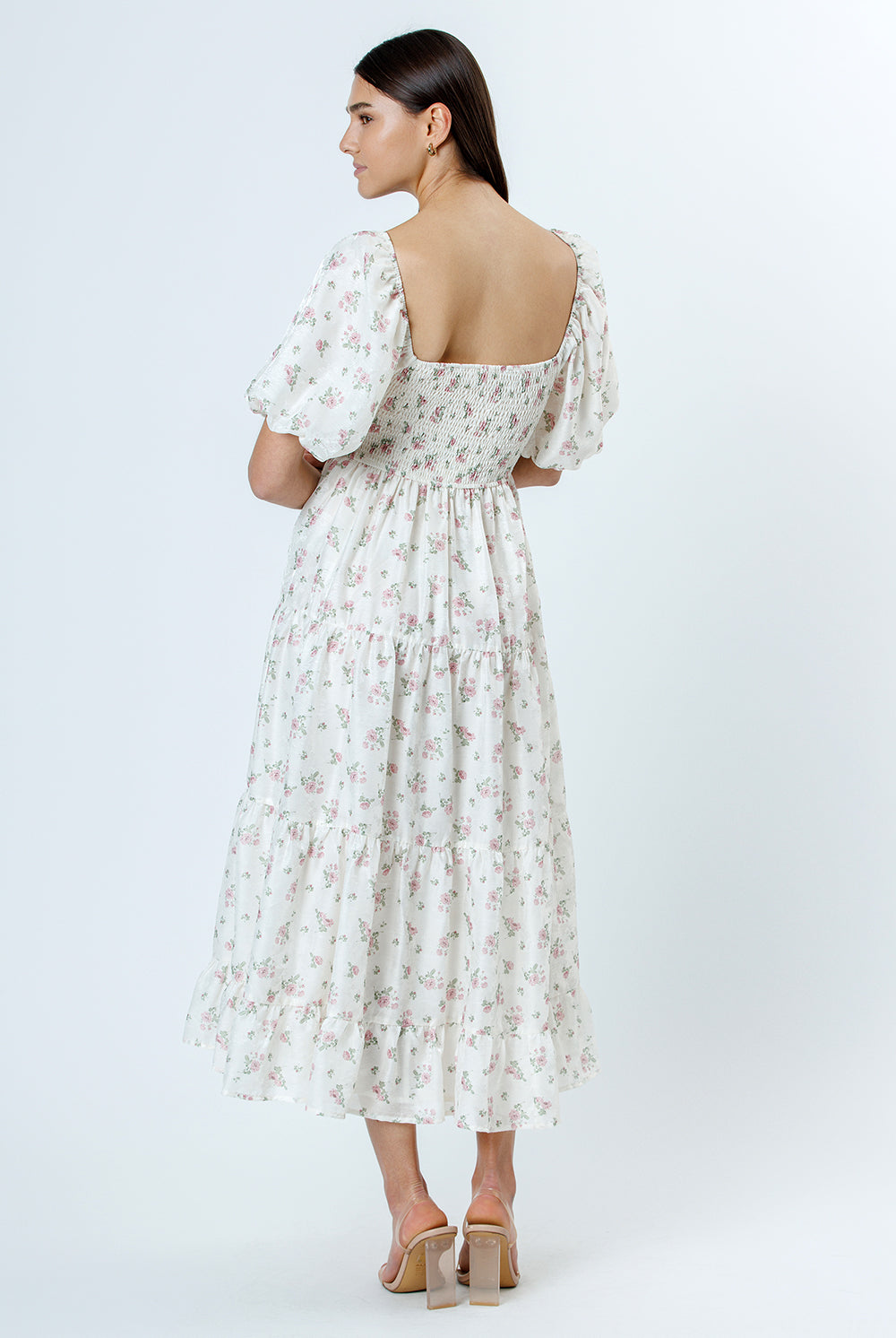 Carly Jacquard Texture Midi Dress Back