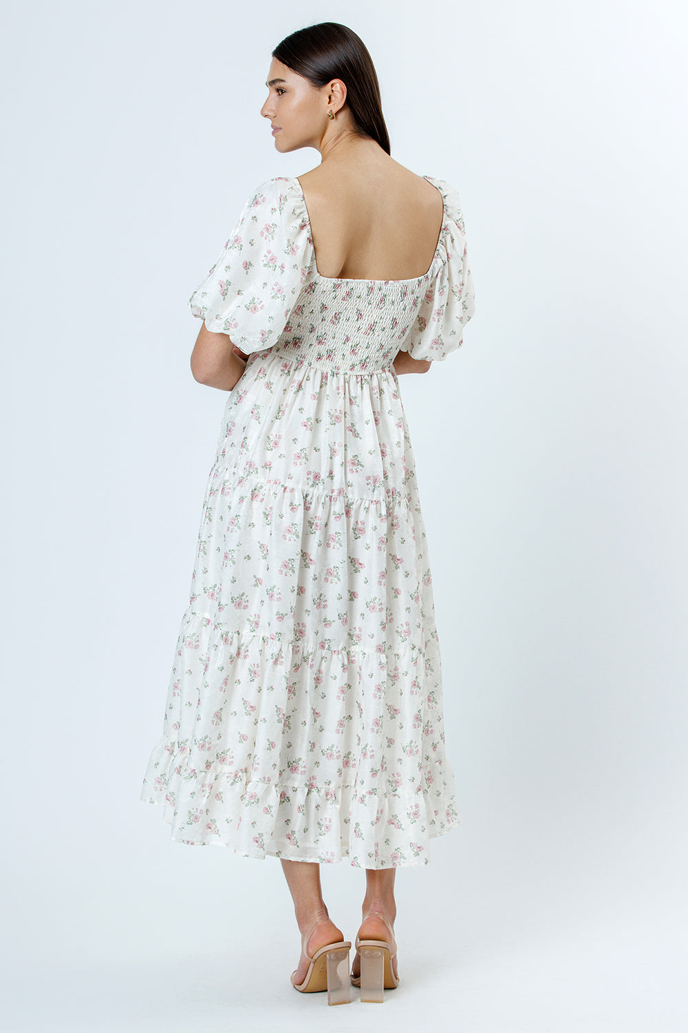 Carly Jacquard Texture Midi Dress Back