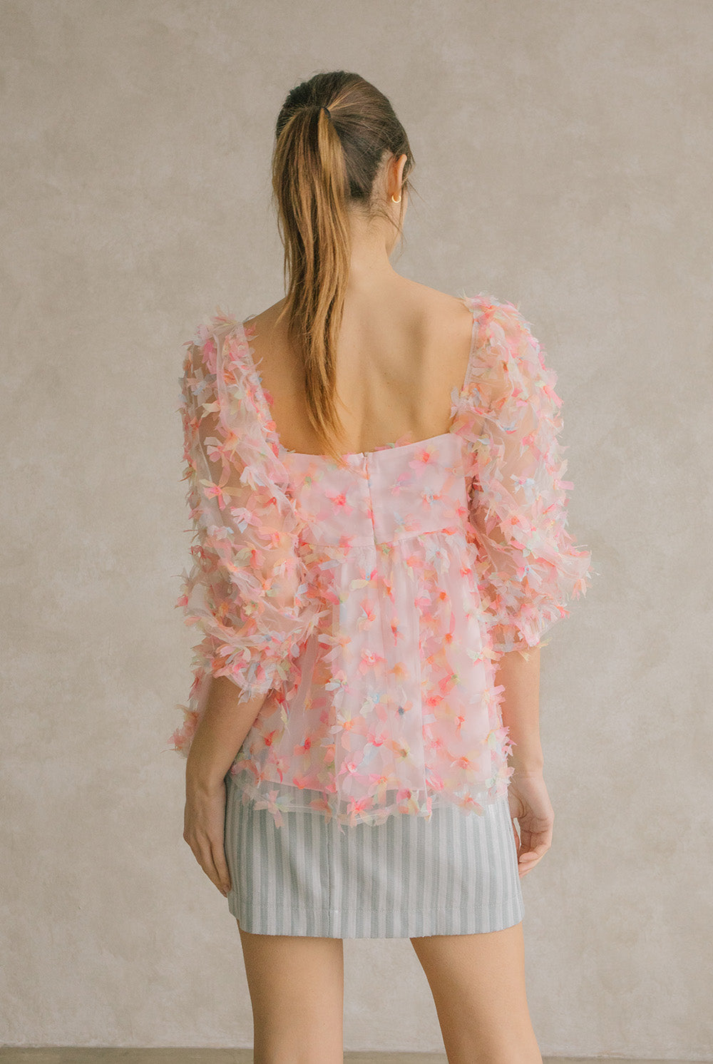 Pink Vibrant Baby Doll Top Back