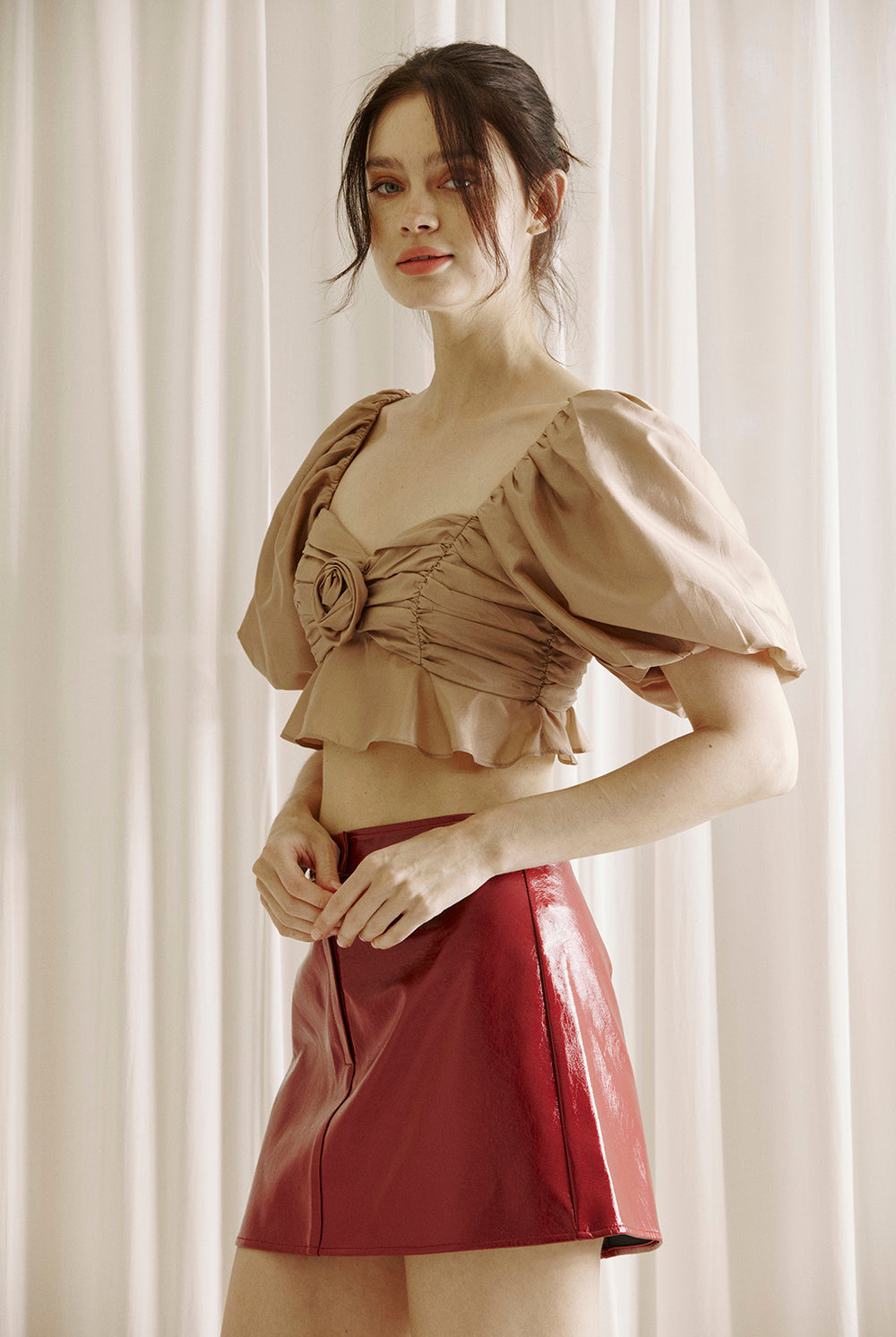 Suzette Satin Sheen Crop Top Side