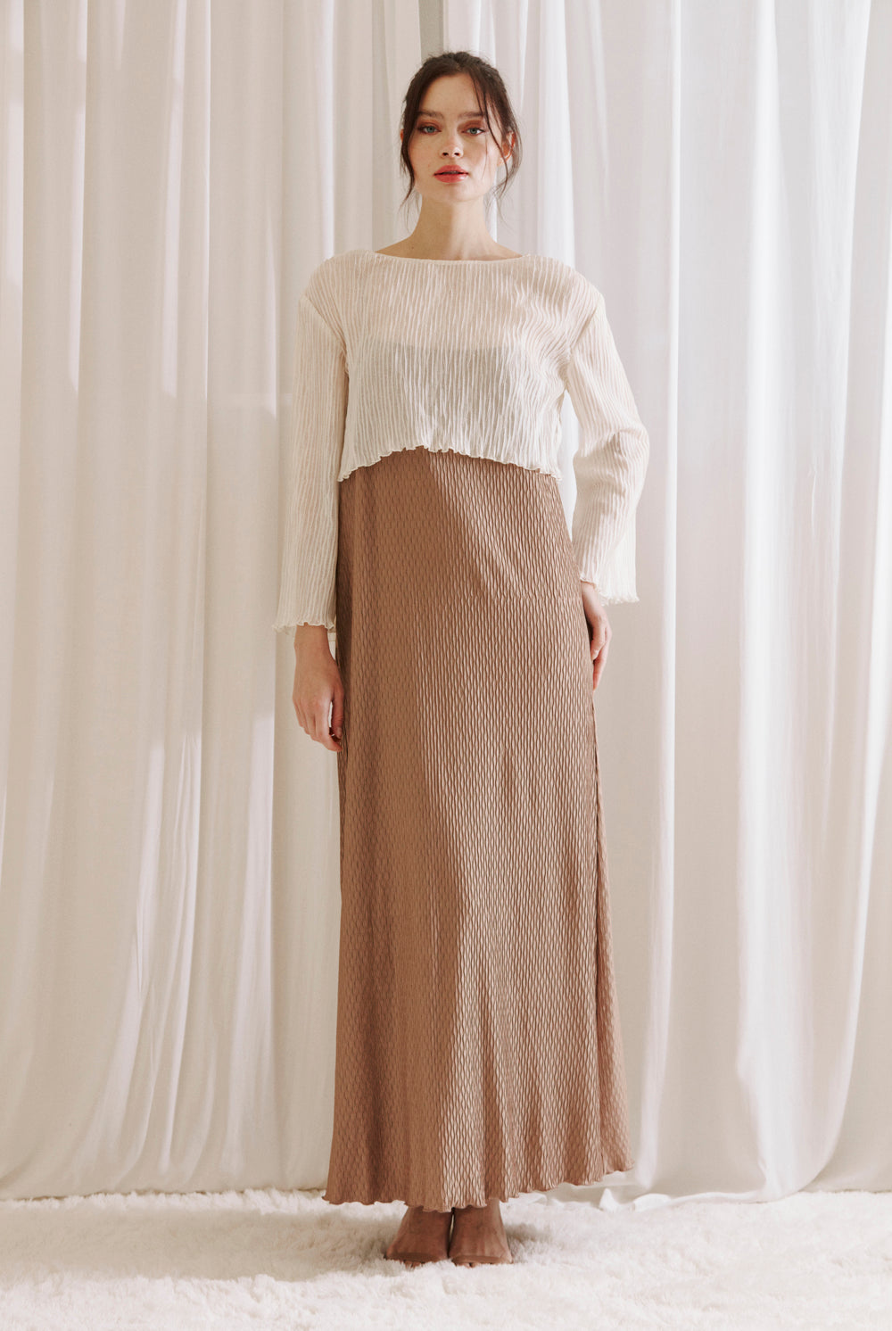 Maisie Pleated See-through Cover Up Crop Top Front