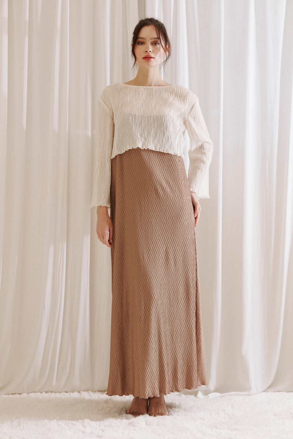 Maisie Pleated See-through Cover Up Crop Top Front