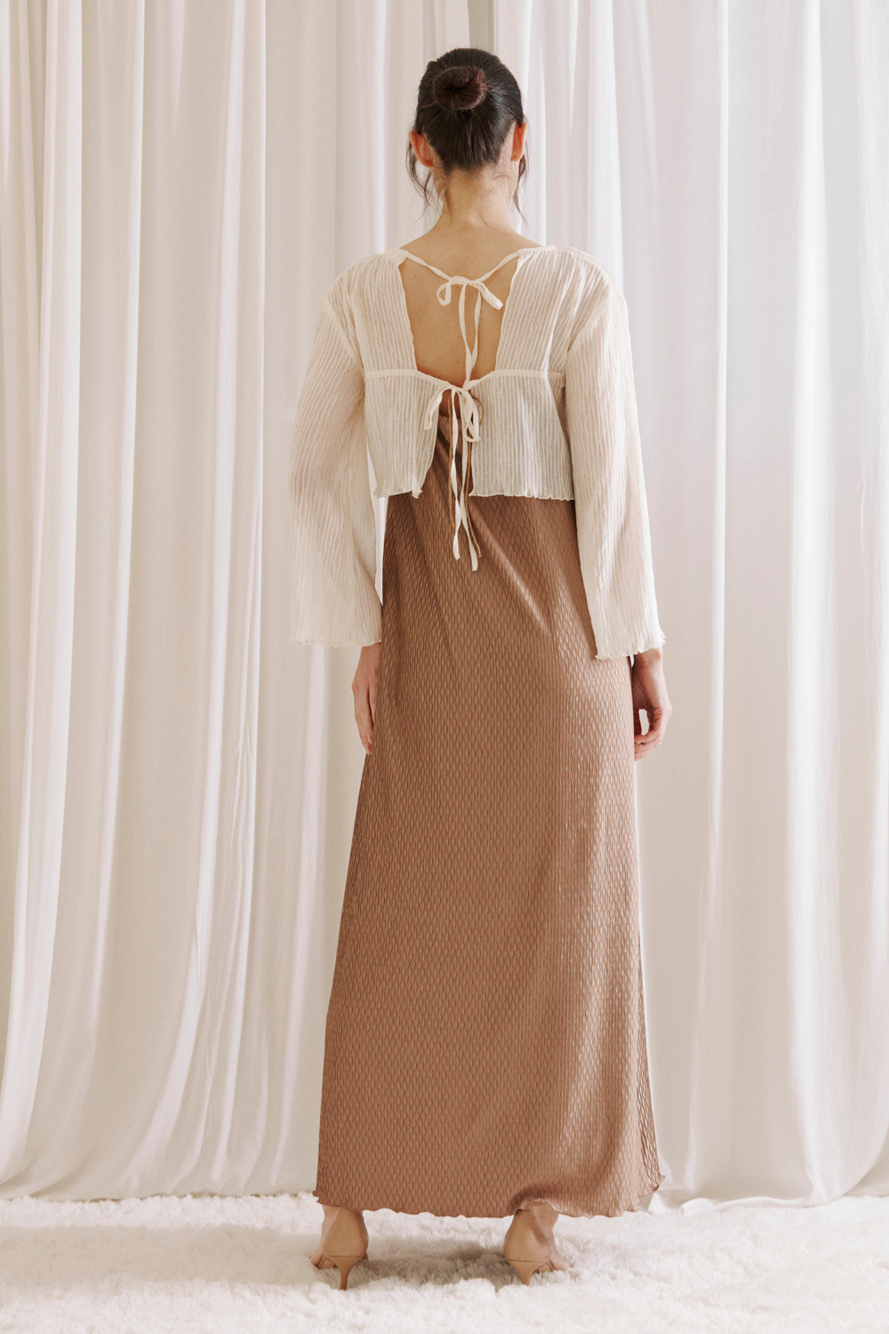 Maisie Pleated See-through Cover Up Crop Top Back