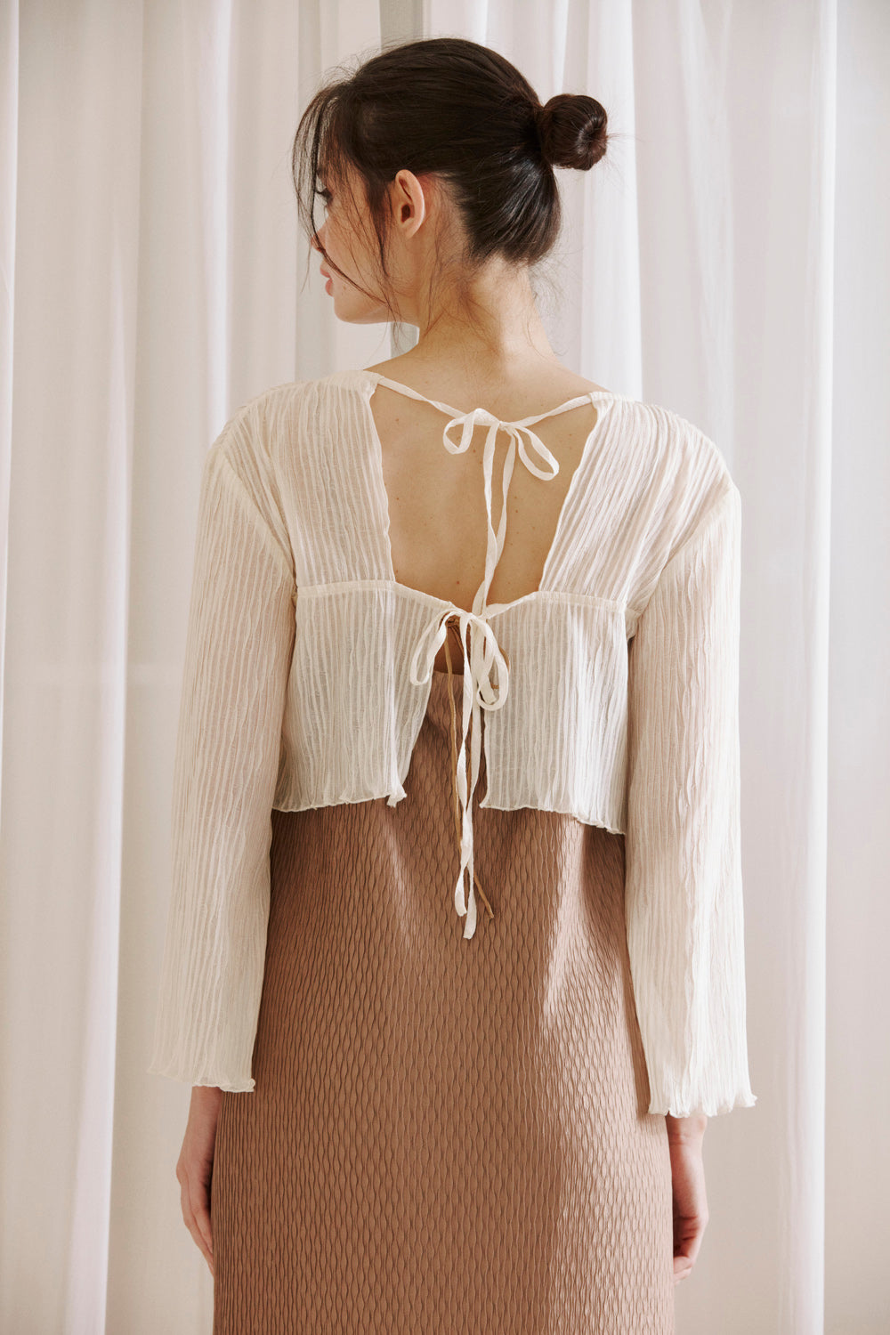 Maisie Pleated See-through Cover Up Crop Top Back Details