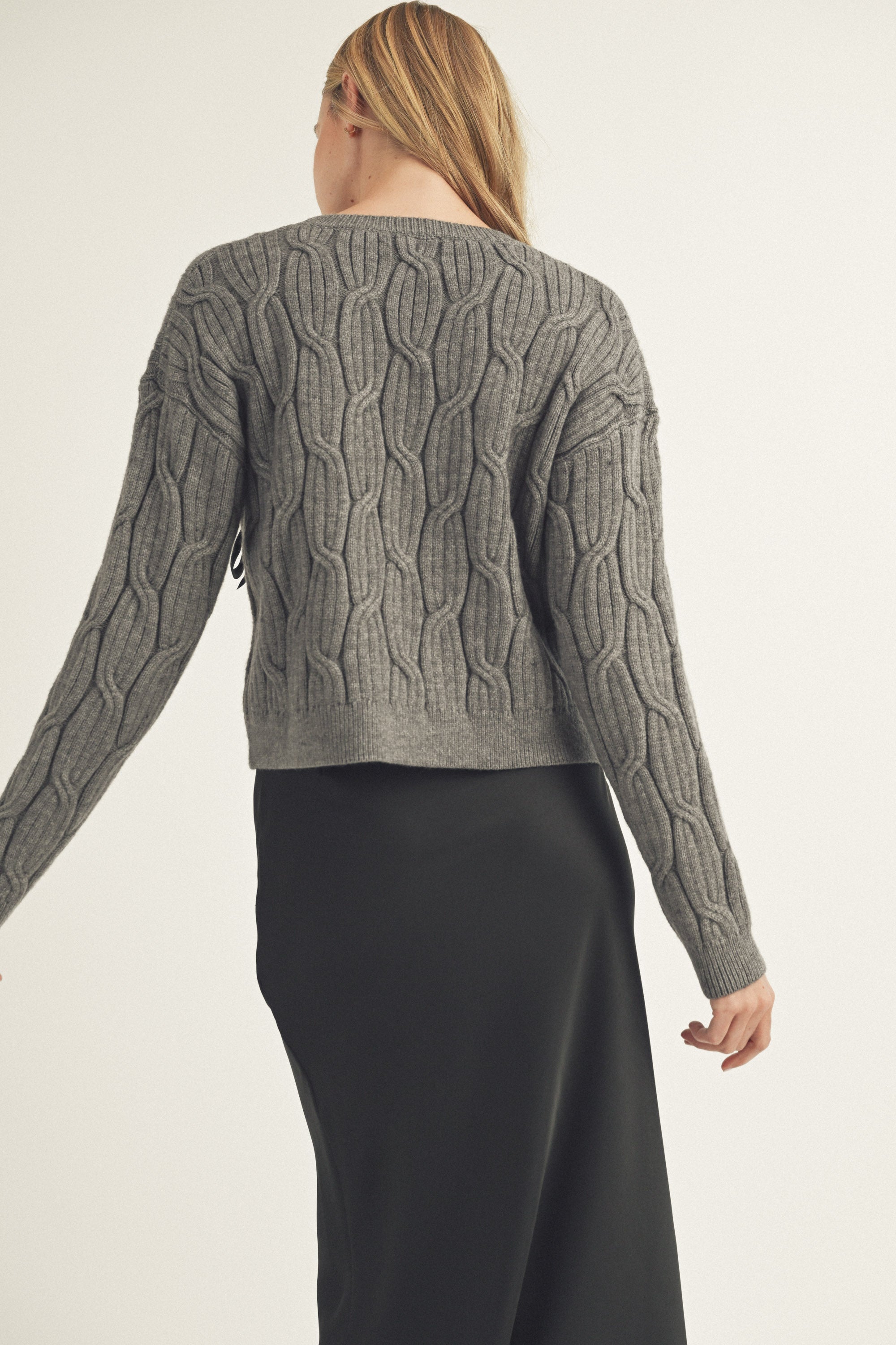 Gwendolyn Bow Sweater Back in Gray