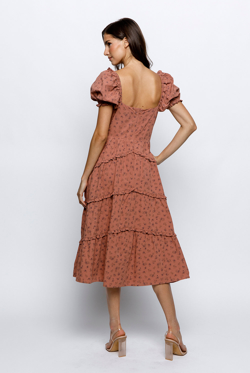 Valeria Floral Bustier Midi Dress Back