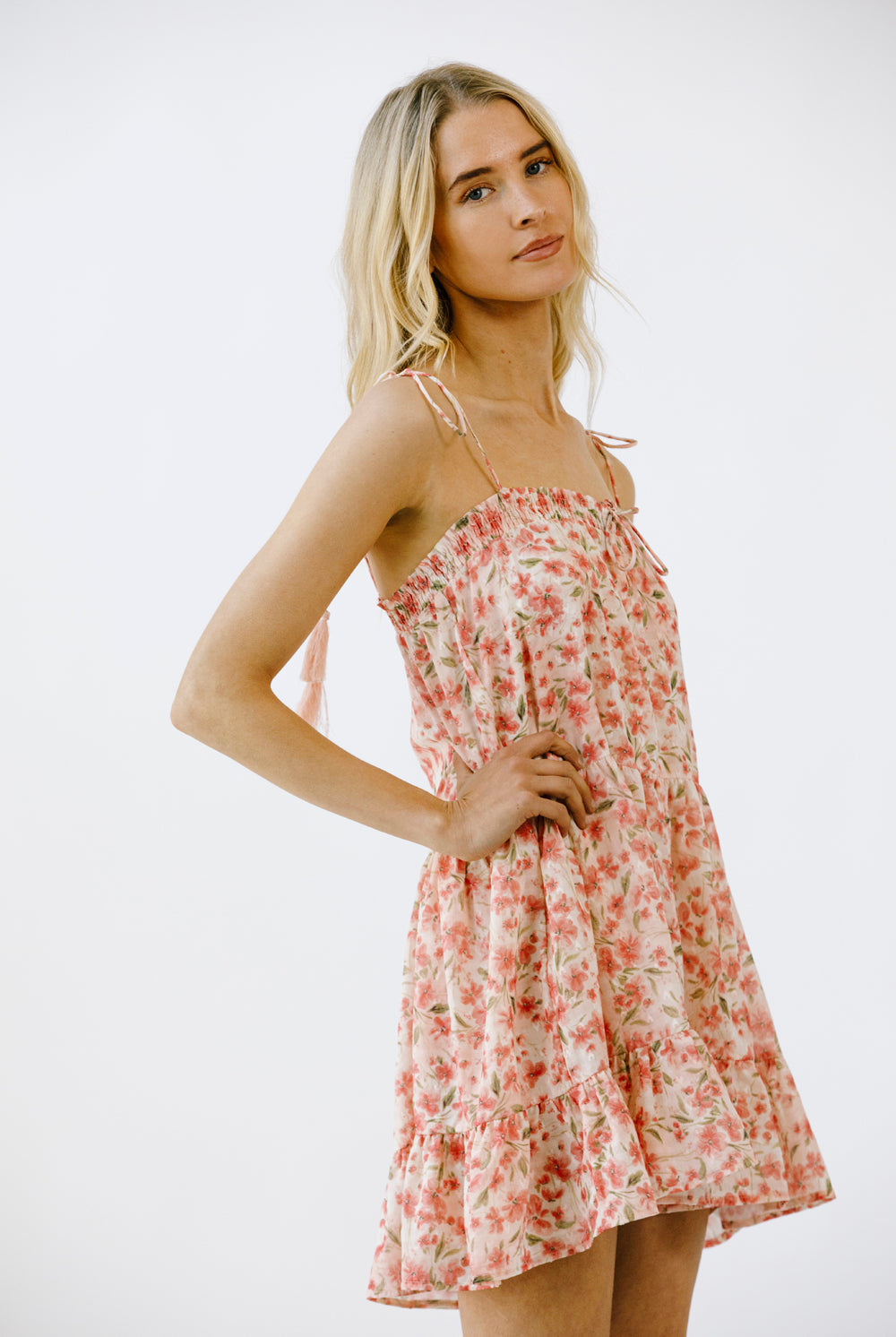 Rory Pink Floral Mini Dress Side