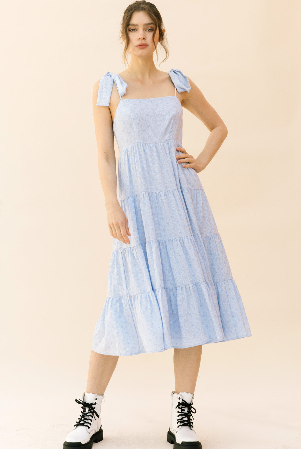 Amara Blue Heart Print Dress Front