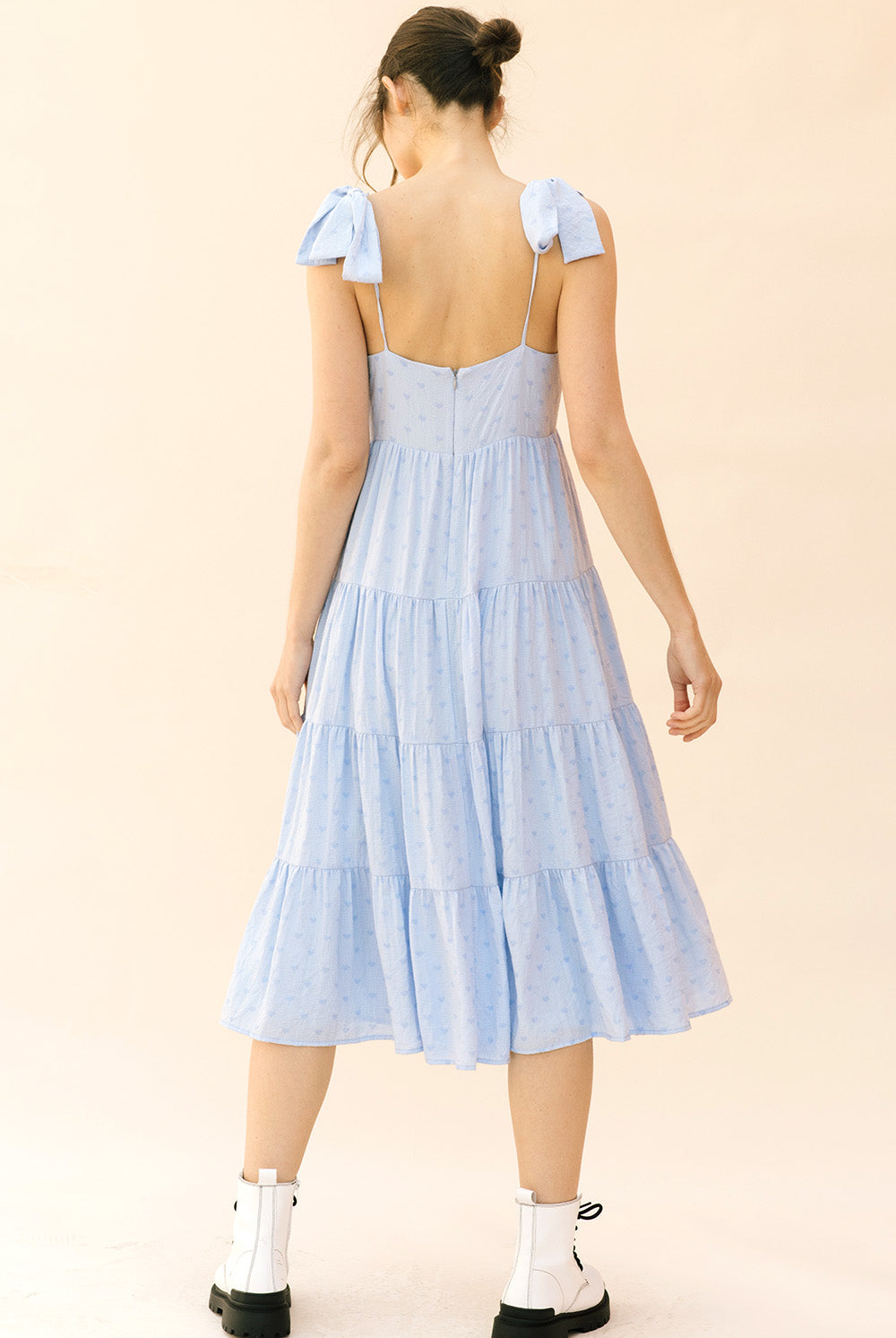 Amara Blue Heart Print Dress Back