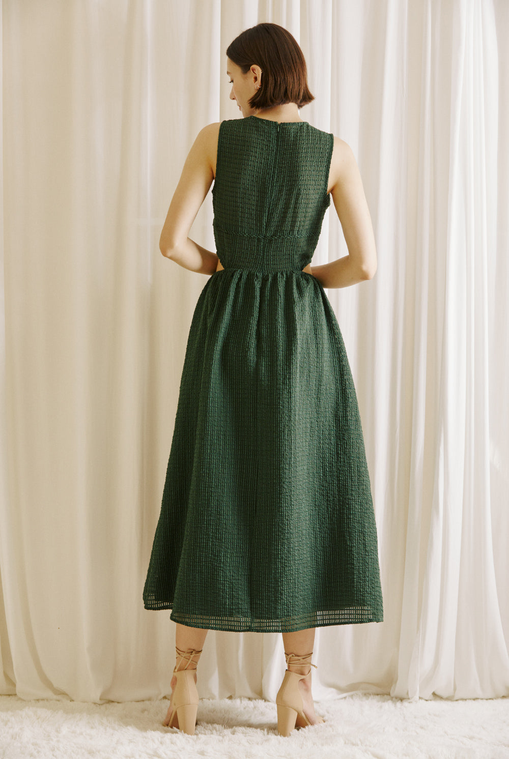 Sienna Textured Midi Dress Back