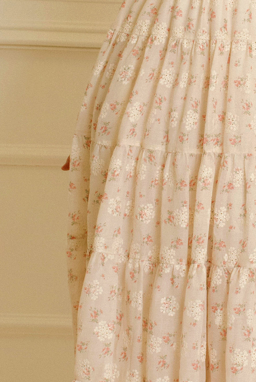 Amelia Floral Eyelet Midi Dress Zoom