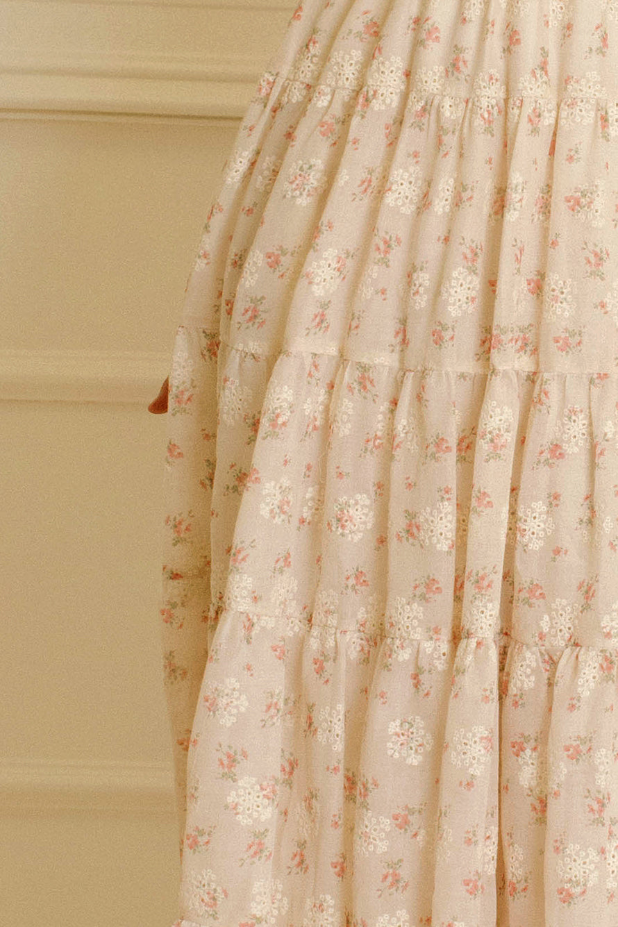 Amelia Floral Eyelet Midi Dress Zoom