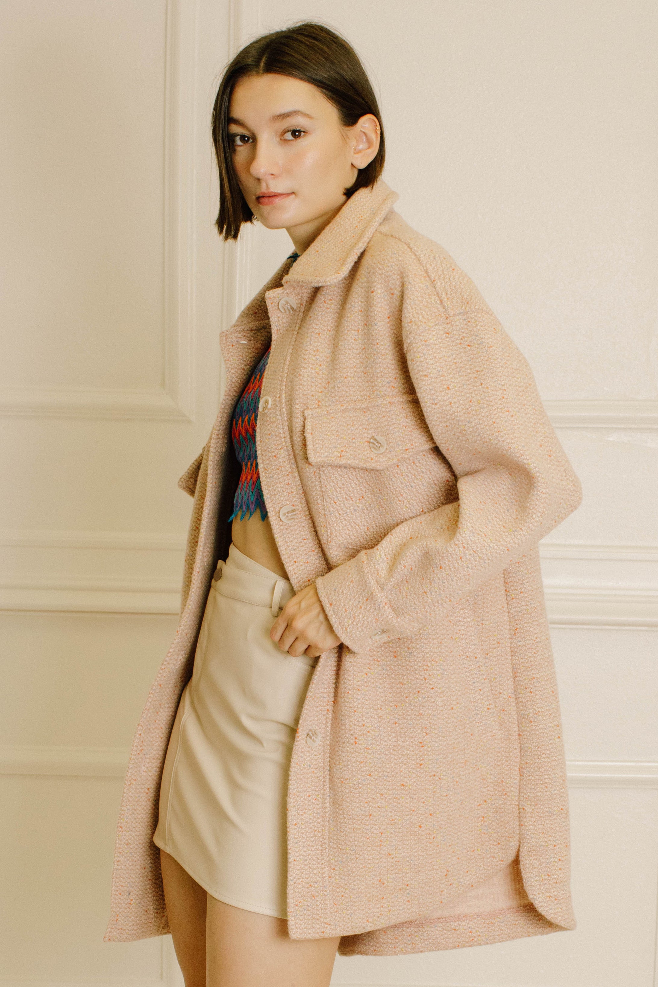 Pink Oversized Corduroy Jacket Side