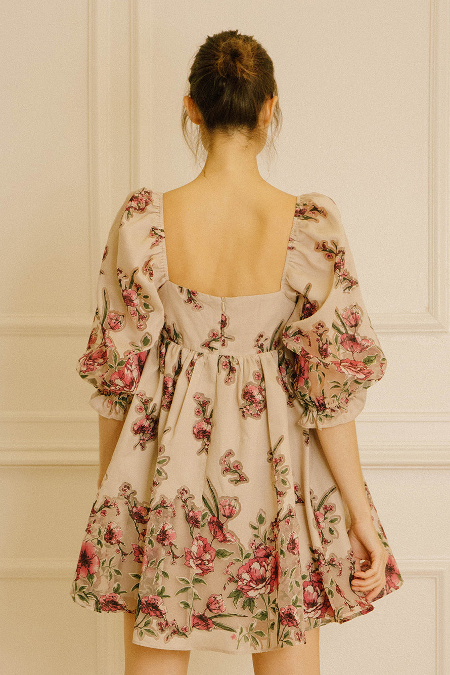 Avery Floral Print Baby Doll Dress Back