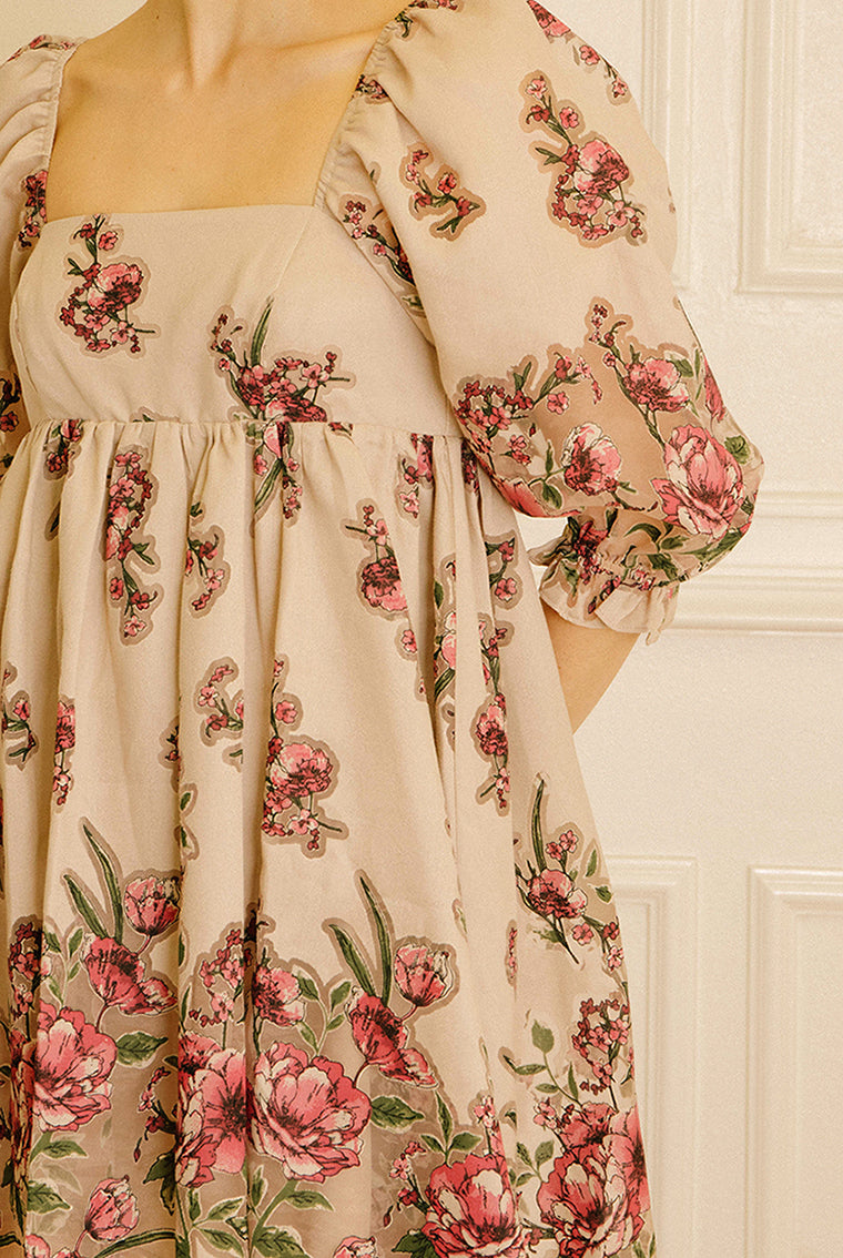 Avery Floral Print Baby Doll Dress Details