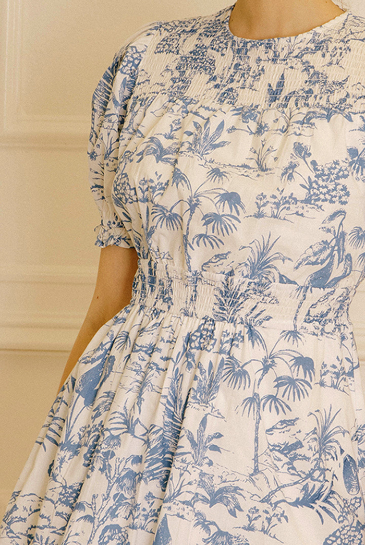 Olivia Blue Garden Print Dress Details