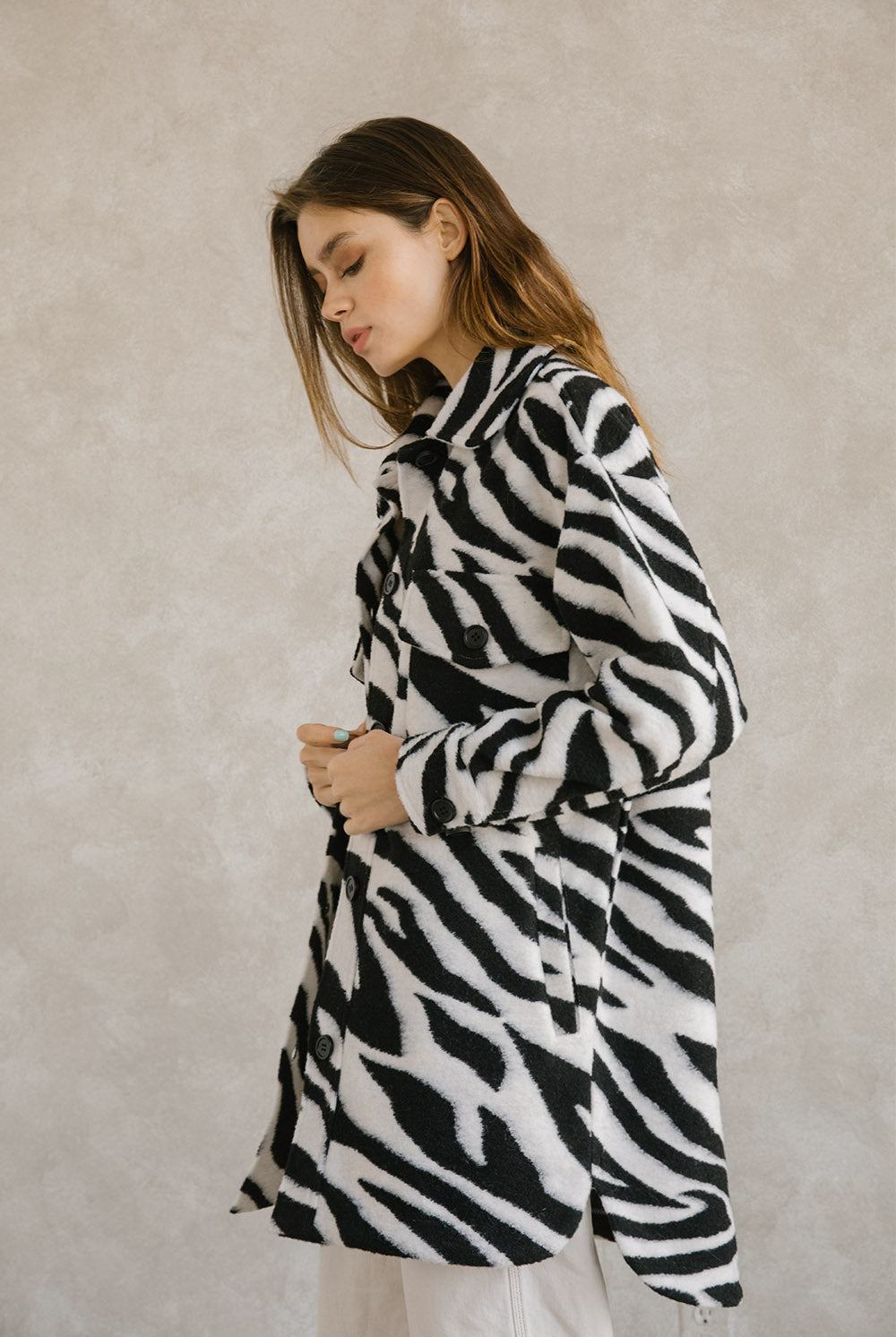 Zebra Print Coat Side