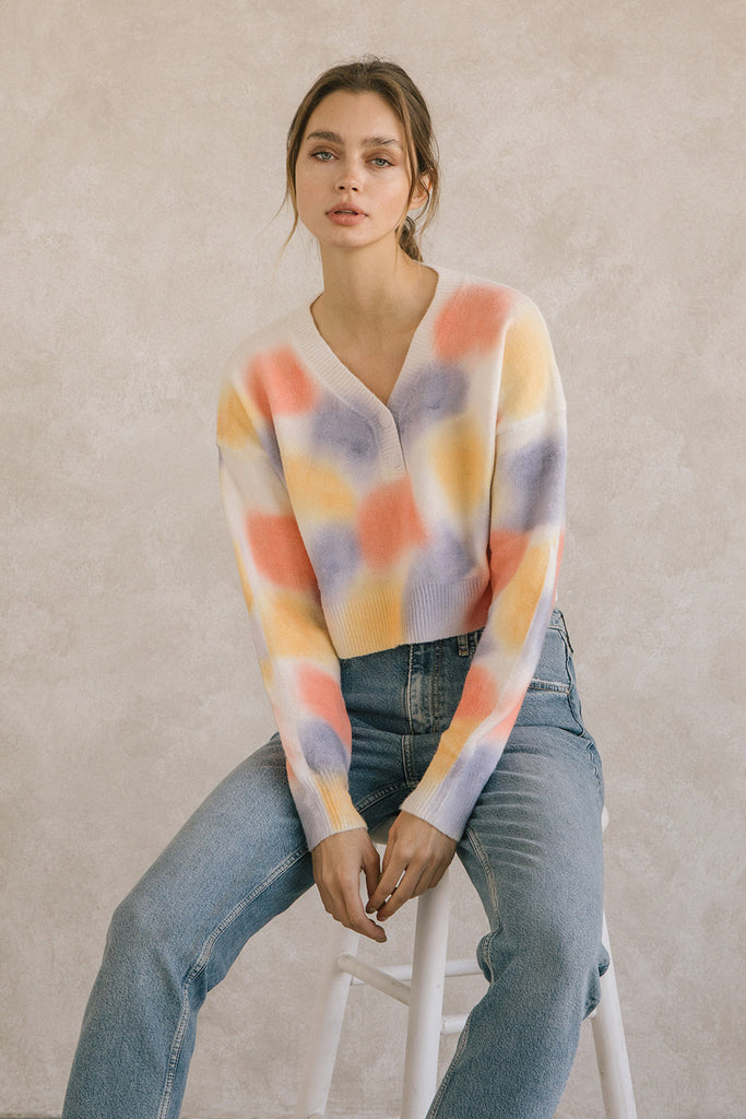 Betsy Pastel Rainbow Cropped Sweater Alternative