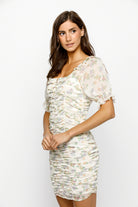 Bettina Floral Mesh Ruched Mini Dress Side